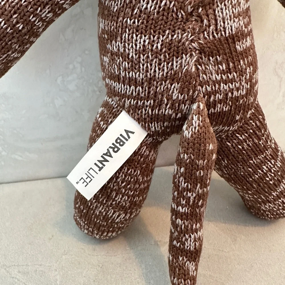 Vibrant Life Cozy Buddy BROWN SOCK MONKEY Squeaky Plush Dog Toy Chew Level #1